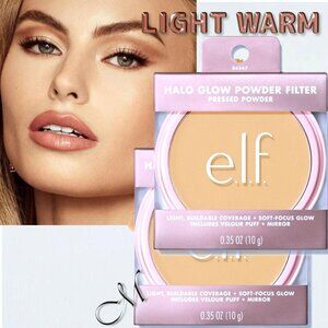 Lot of Two (2) e.l.f. Halo Glow Light Pressed Powder Filter ~ Light Warm 10g NIB